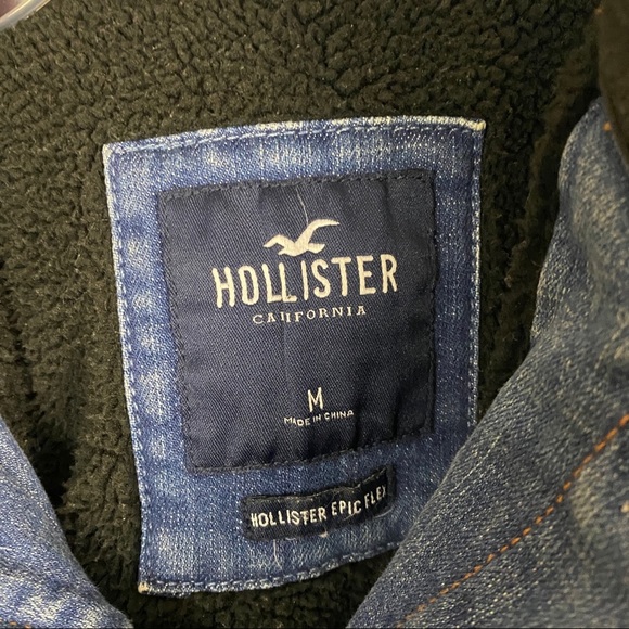 Hollister Sherpa Lined Denim Jacket Size Medium - Picture 4 of 9